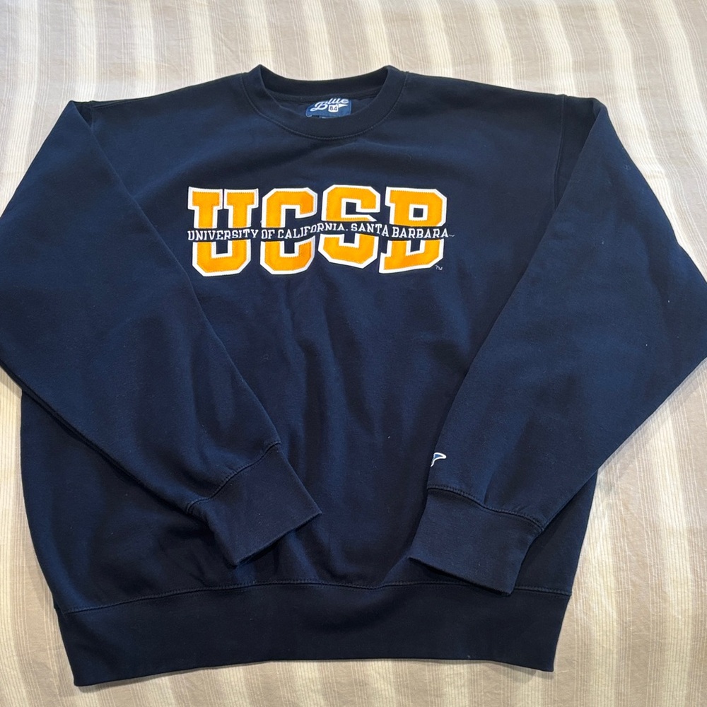 UCSB Navy Crewneck Sweatshirt with Gold Lettering (L)